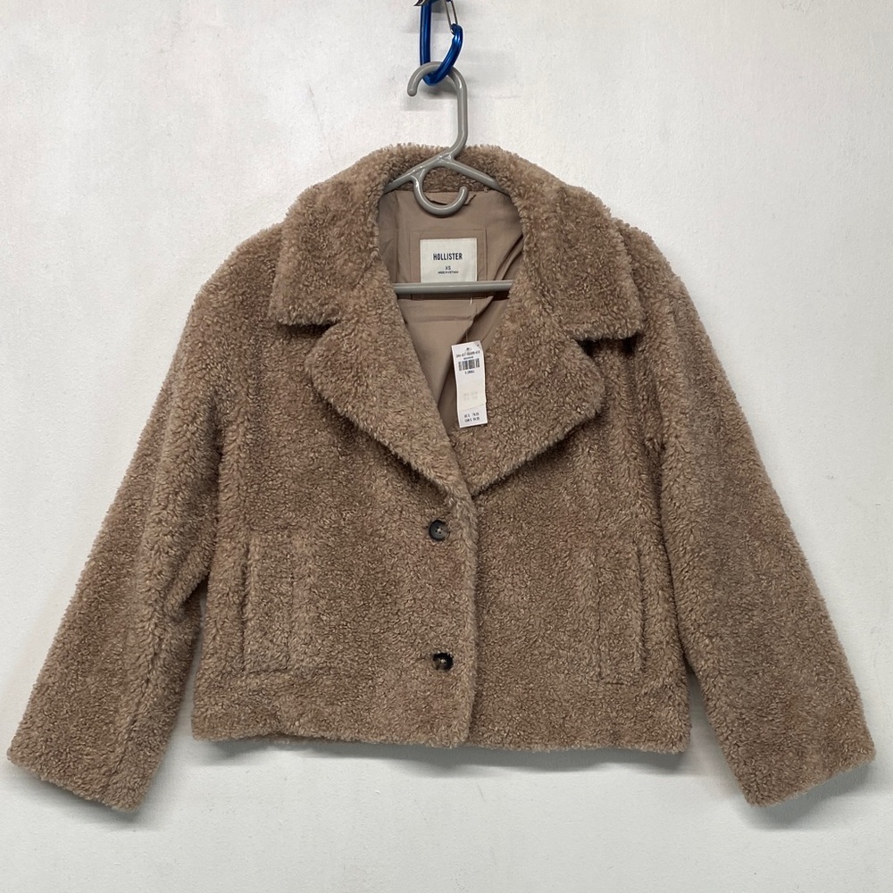 Hollister Warm Brown Faux Fur Sherpa Teddy Coat Oversized